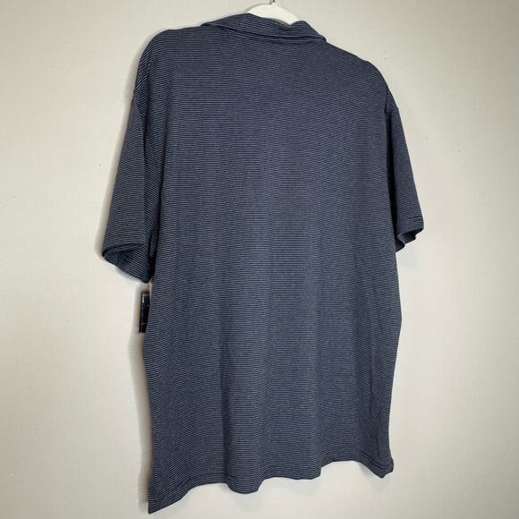 01. Algo Microstripe Performance Polo Shirt Blue White NWT Men’s XL - Picture 5 of 8